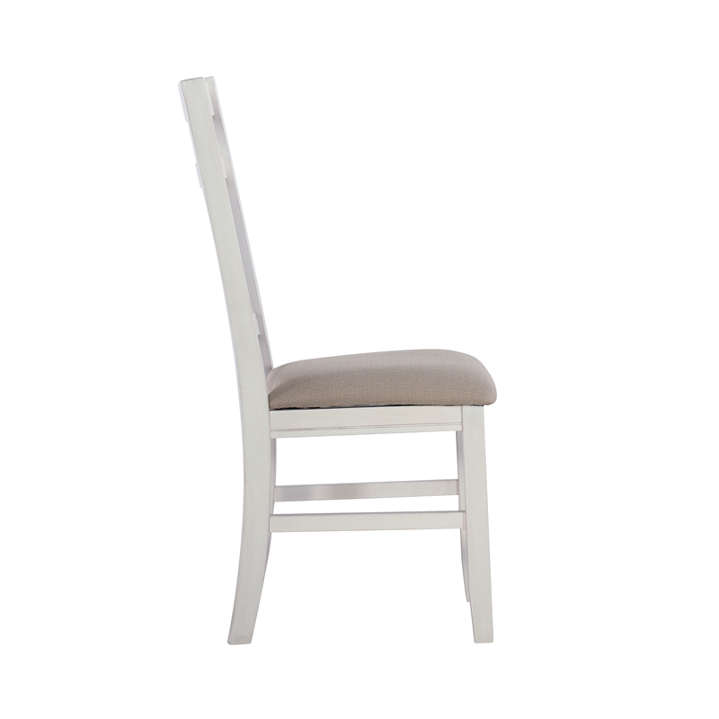Linon Turino 5 Piece Wood Dining Set X-Frame Padded Seats in Smokey White Finish