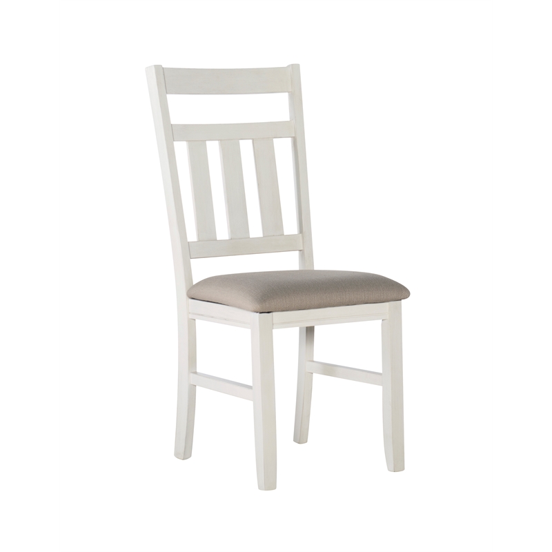 Linon Turino 5 Piece Wood Dining Set X-Frame Padded Seats in Smokey White Finish