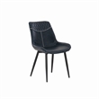 Linon Mabry Faux Leather Upholstered Set of Two Dining Chairs Steel Legs in Blue