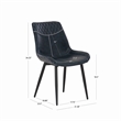 Linon Mabry Faux Leather Upholstered Set of Two Dining Chairs Steel Legs in Blue