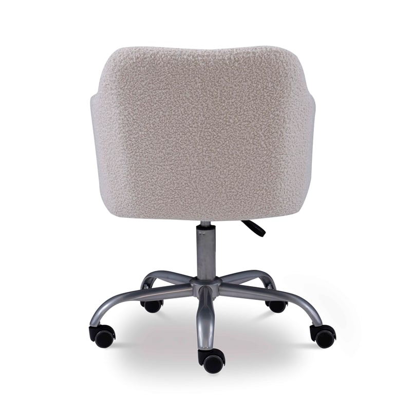 Linon Colton Adjustable Upholstered Office Chair with Wheels in Natural Sherpa