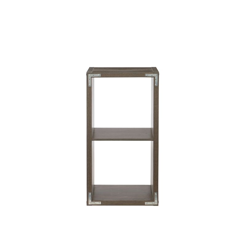 Linon Lane Two Cubby Open Back Storage Cabinet in Gray Wood