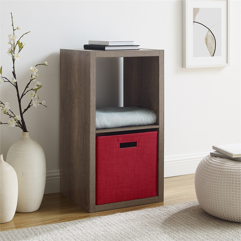 Linon Lane Two Cubby Open Back Storage Cabinet in Gray Wood