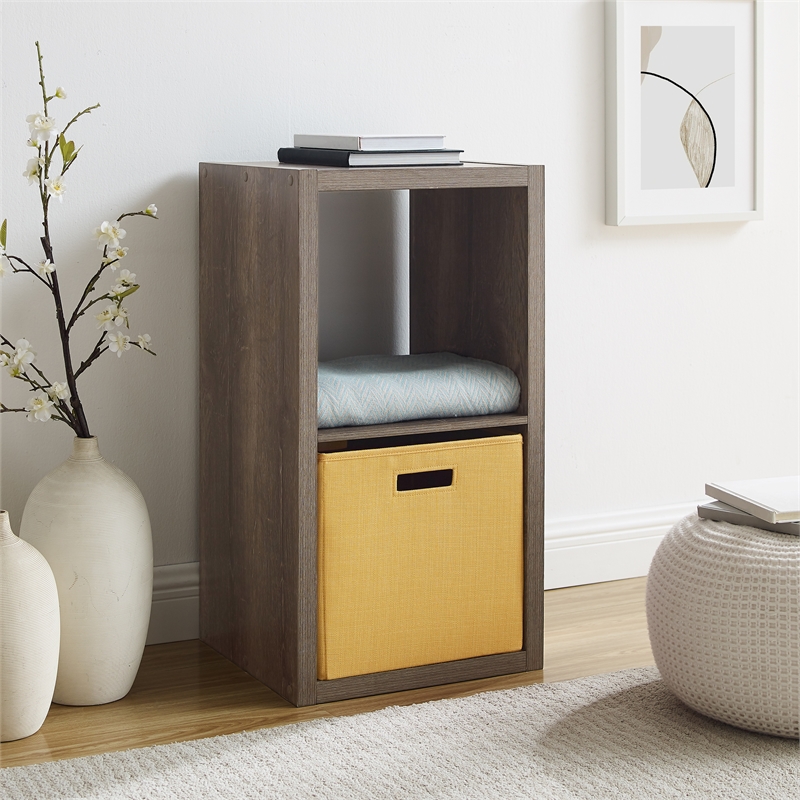 Linon Lane Two Cubby Open Back Storage Cabinet in Gray Wood