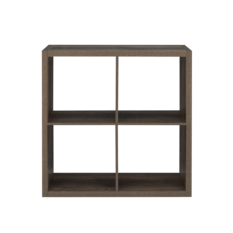 Linon Lane Four Cubby Storage Cabinet with Open Back in Gray Wood
