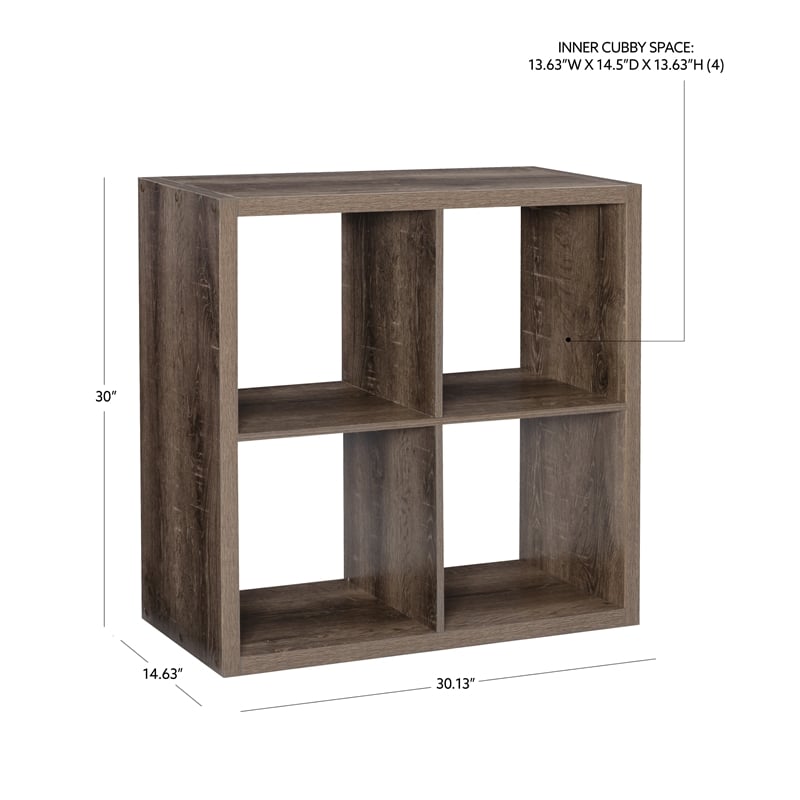 Linon Lane Four Cubby Storage Cabinet with Open Back in Gray Wood