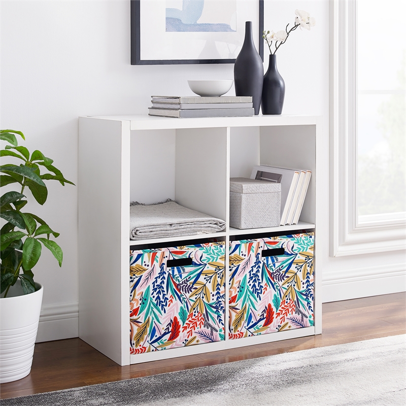 Linon Lane Four Cubby Open Back Storage Cabinet in White Wood