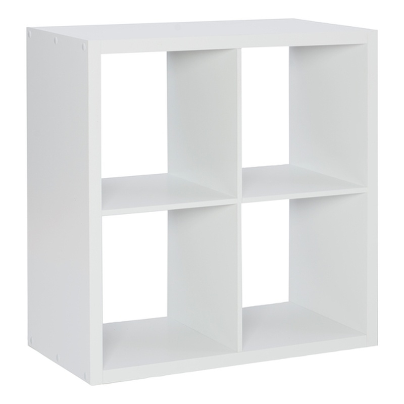 Linon Lane Four Cubby Open Back Storage Cabinet in White Wood