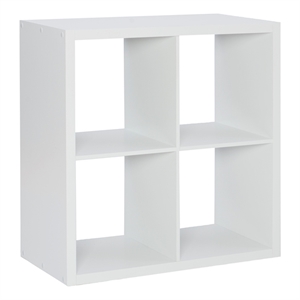 Linon Lane Four Cubby Open Back Storage Cabinet in White Wood