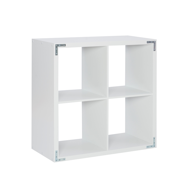 Linon Lane Four Cubby Open Back Storage Cabinet in White Wood