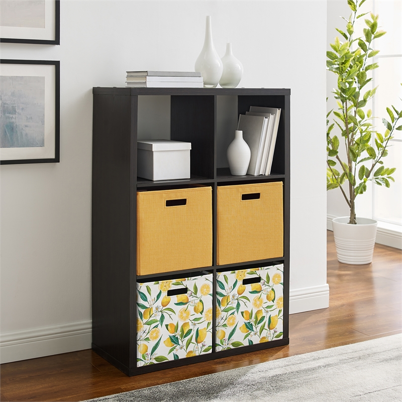 Linon Lane Six Cubby Open Back Storage Cabinet in Espresso Wood