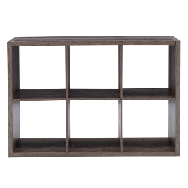 Linon Lane Six Cubby Open Back Storage Cabinet in Gray Wood