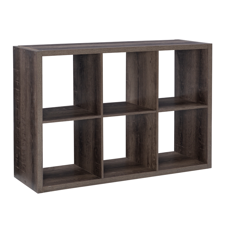 Linon Lane Six Cubby Open Back Storage Cabinet in Gray Wood