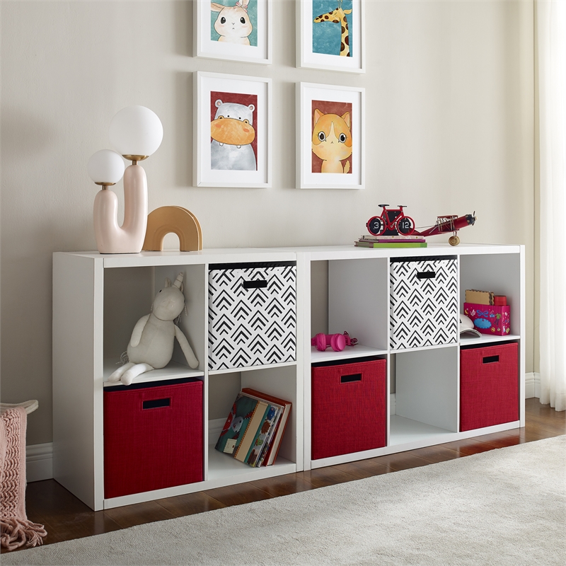 Linon Lane Six Cubby Open Back Storage Cabinet in White Wood