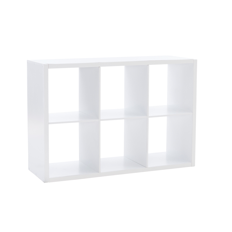 Linon Lane Six Cubby Open Back Storage Cabinet in White Wood