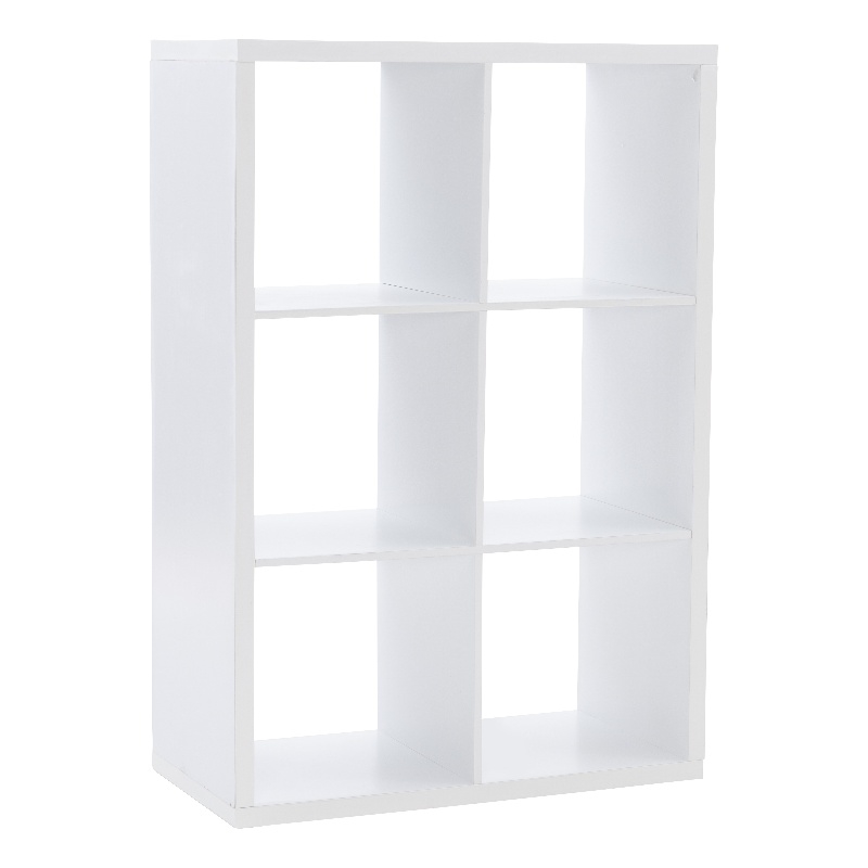 Linon Lane Six Cubby Open Back Storage Cabinet in White Wood