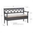 Linon Elliana Storage Bench Beige Padded Seat Cutout Back Design in Gray Wood