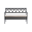 Linon Elliana Storage Bench Beige Padded Seat Cutout Back Design in Gray Wood