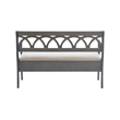 Linon Elliana Storage Bench Beige Padded Seat Cutout Back Design in Gray Wood