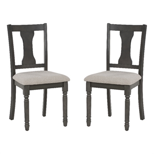 Linon Willow Set of Two Upholstered Dining Side Chairs in Gray Wood