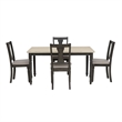 Linon Willow Wood Five Piece Upholstered Dining Set in Smokey White/Dark Gray