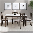 Linon Willow Wood Five Piece Upholstered Dining Set in Smokey White/Dark Gray