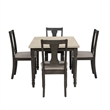 Linon Willow Wood Five Piece Upholstered Dining Set in Smokey White/Dark Gray