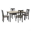 Linon Willow Wood Five Piece Upholstered Dining Set in Smokey White/Dark Gray