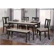 Linon Willow Wood Six Piece Dining Set with Bench in Smokey White/Dark Gray