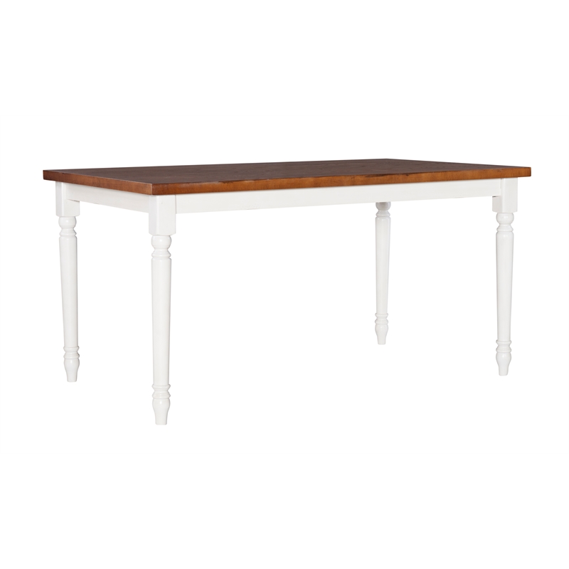 Linon Willow Dining Table in Vanilla White and Honey Brown Stained Wood