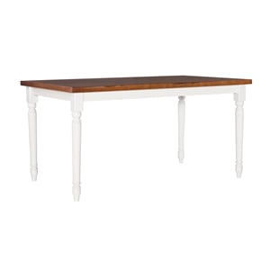 Linon Willow Dining Table in Vanilla White and Honey Brown Stained Wood
