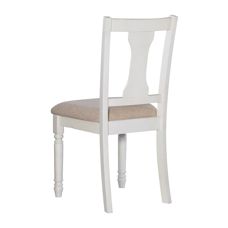 Linon Willow Wood Five Piece Upholstered Dining Set in Vanilla White/Honey Brown