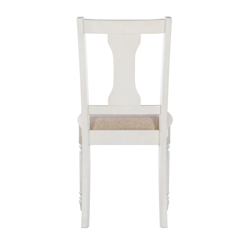 Linon Willow Wood Five Piece Upholstered Dining Set in Vanilla White/Honey Brown