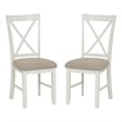 Linon Jane Set of 2 Upholstered X-Back Dining Side Chairs in Vanilla White Wood