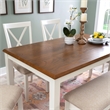 Linon Jane 6 Piece Upholstered Dining Set in Vanilla White and Honey Brown Wood