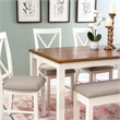 Linon Jane 6 Piece Upholstered Dining Set in Vanilla White and Honey Brown Wood