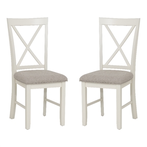 Linon Jane X-Back Upholstered Dining Side Chairs Set of 2 in Vanilla White Wood