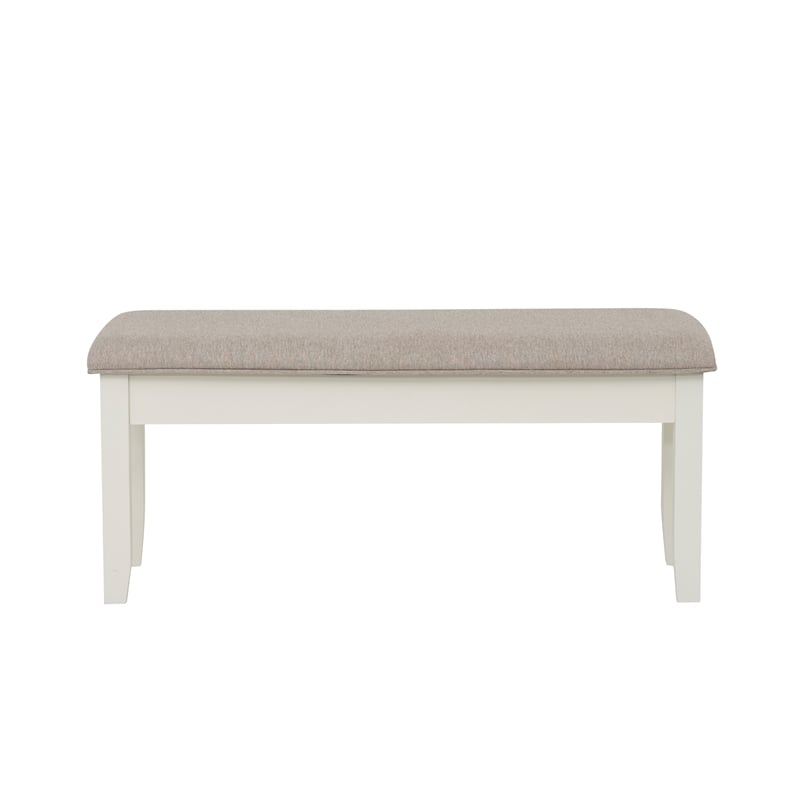 Linon Jane Storage Bench with Light Gray Fabric in Vanilla White Painted Wood