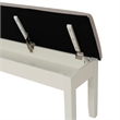 Linon Jane Storage Bench with Light Gray Fabric in Vanilla White Painted Wood