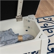 Linon Jane Storage Bench with Light Gray Fabric in Vanilla White Painted Wood