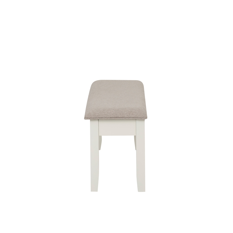 Linon Jane Storage Bench with Light Gray Fabric in Vanilla White Painted Wood