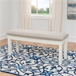 Linon Jane Storage Bench with Light Gray Fabric in Vanilla White Painted Wood