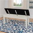 Linon Jane Storage Bench with Light Gray Fabric in Vanilla White Painted Wood
