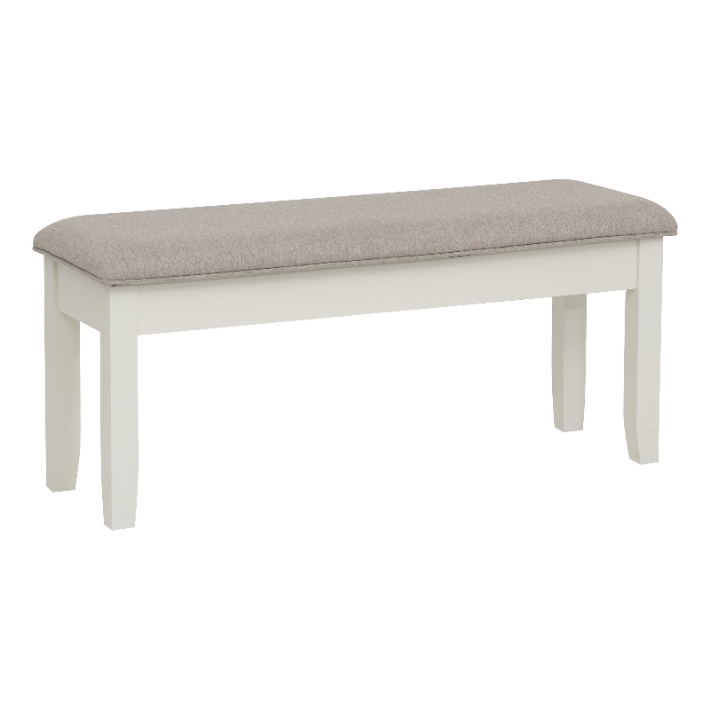 Linon Jane Storage Bench with Light Gray Fabric in Vanilla White Painted Wood