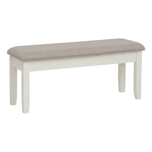 Linon Jane Storage Bench with Light Gray Fabric in Vanilla White Painted Wood