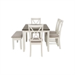 Linon Jane 6 Pce Upholstered Dining Set with Bench in Vanilla White/Gray Wood