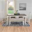 Linon Jane 6 Pce Upholstered Dining Set with Bench in Vanilla White/Gray Wood