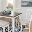 Linon Jane 6 Pce Upholstered Dining Set with Bench in Vanilla White/Gray Wood