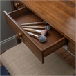 Linon Iris Wood Vanity & Padded Stool Set Oval Mirror 5 Drawers in Walnut Brown