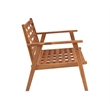 Linon Cooper Outdoor 4 Piece Wood Chat Set with Blue Cushions in Walnut Finish